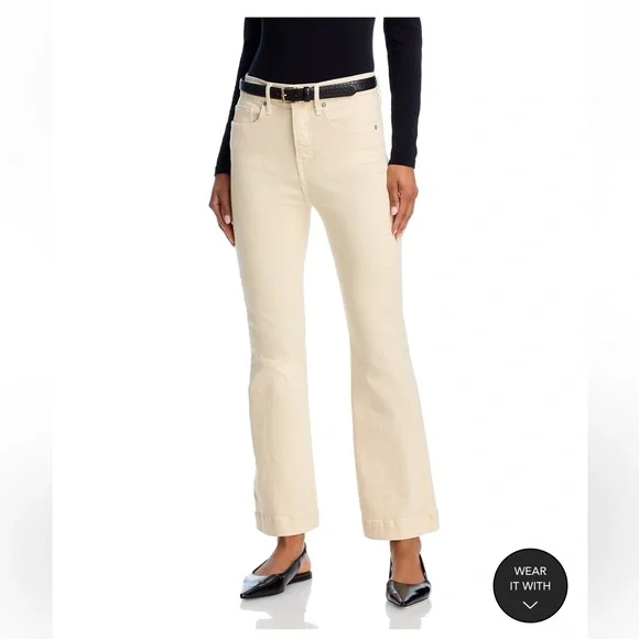 Veronica Beard Carson High Rise Ankle Flare Ecru Jeans Size 25 - Picture 2 of 14